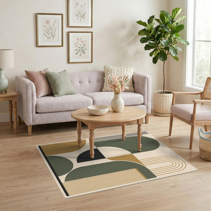 Modern Geometric Arch Beige Area Rug