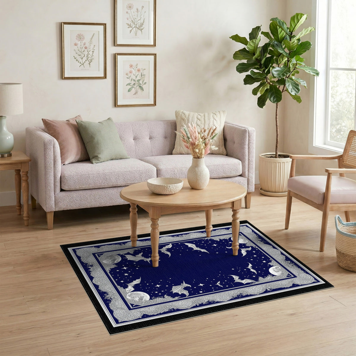 Midnight Witch Bat Celestial Area Rug