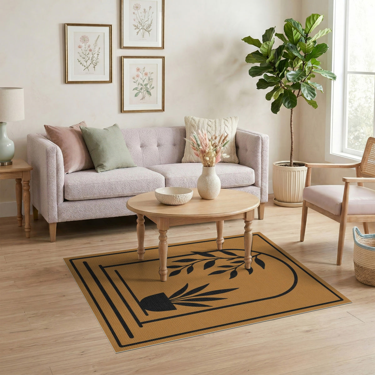 Boho Arch Botanical Brown Area Rug