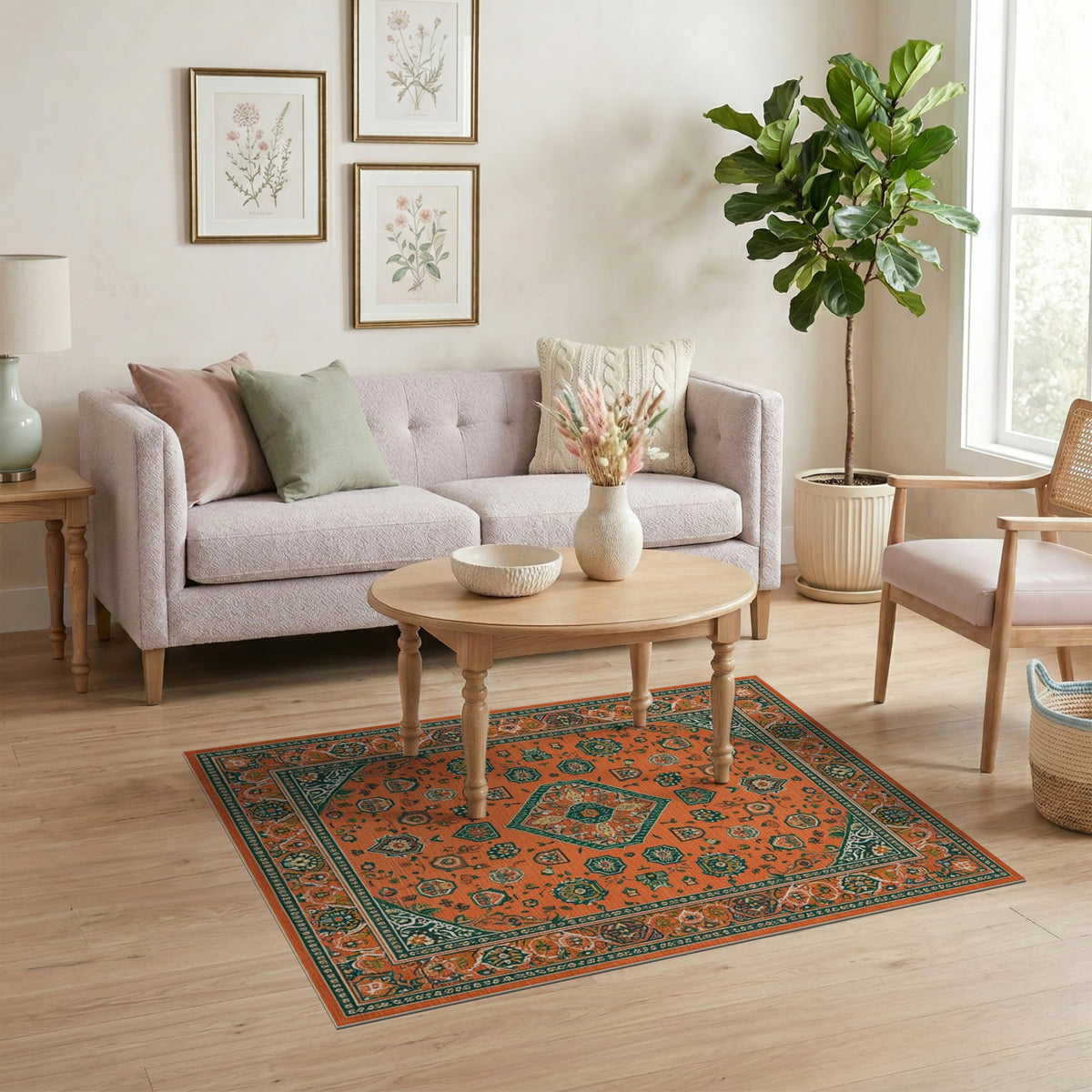 Orange Persian Medallion No. 19 Area Rug