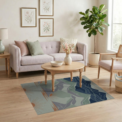 Blue Mountain Peaks Distressed Area Rug