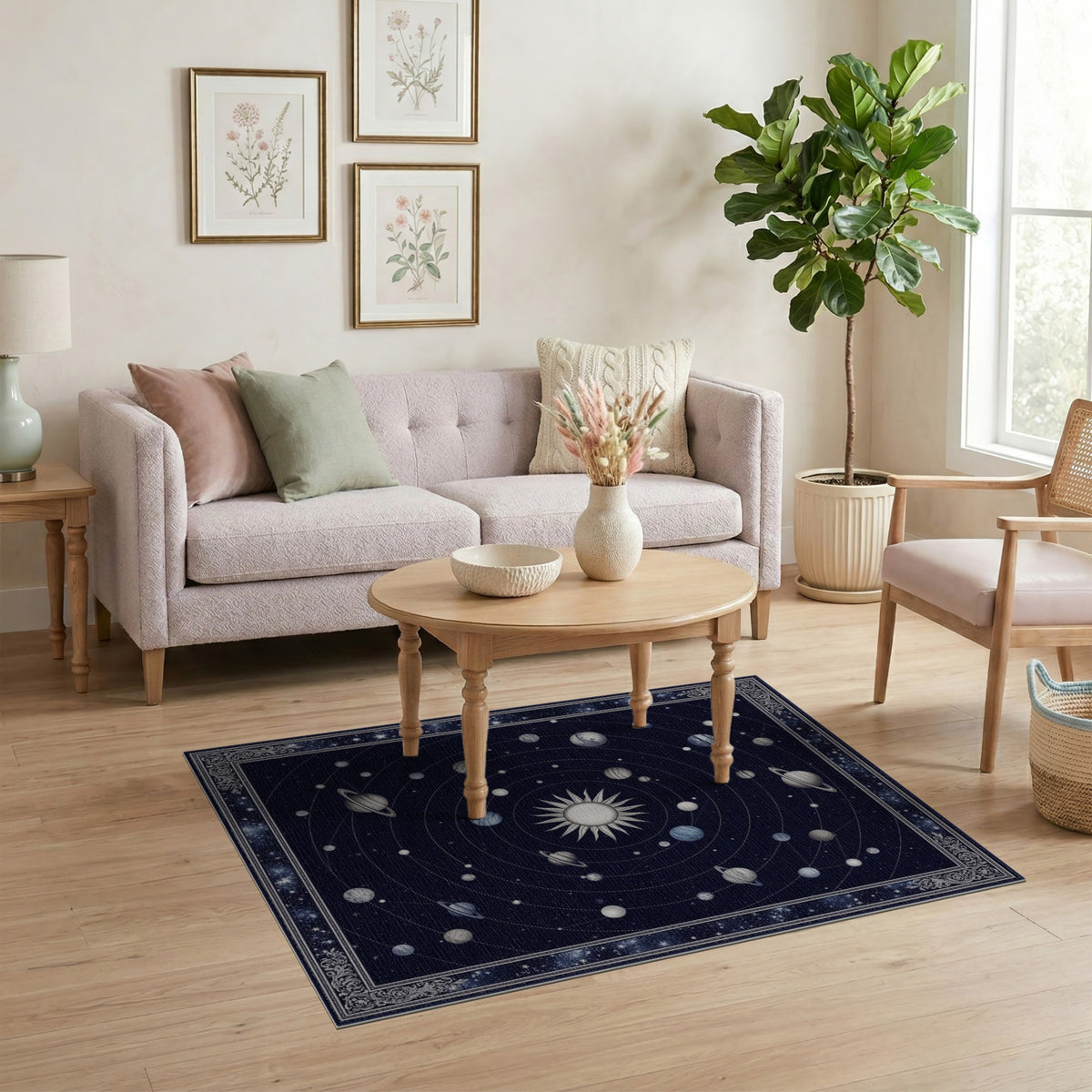Celestial Solar System Navy Area Rug