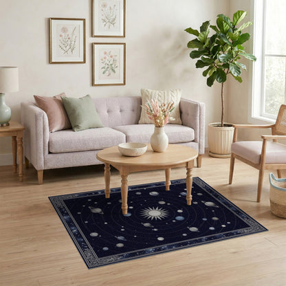 Celestial Solar System Navy Area Rug