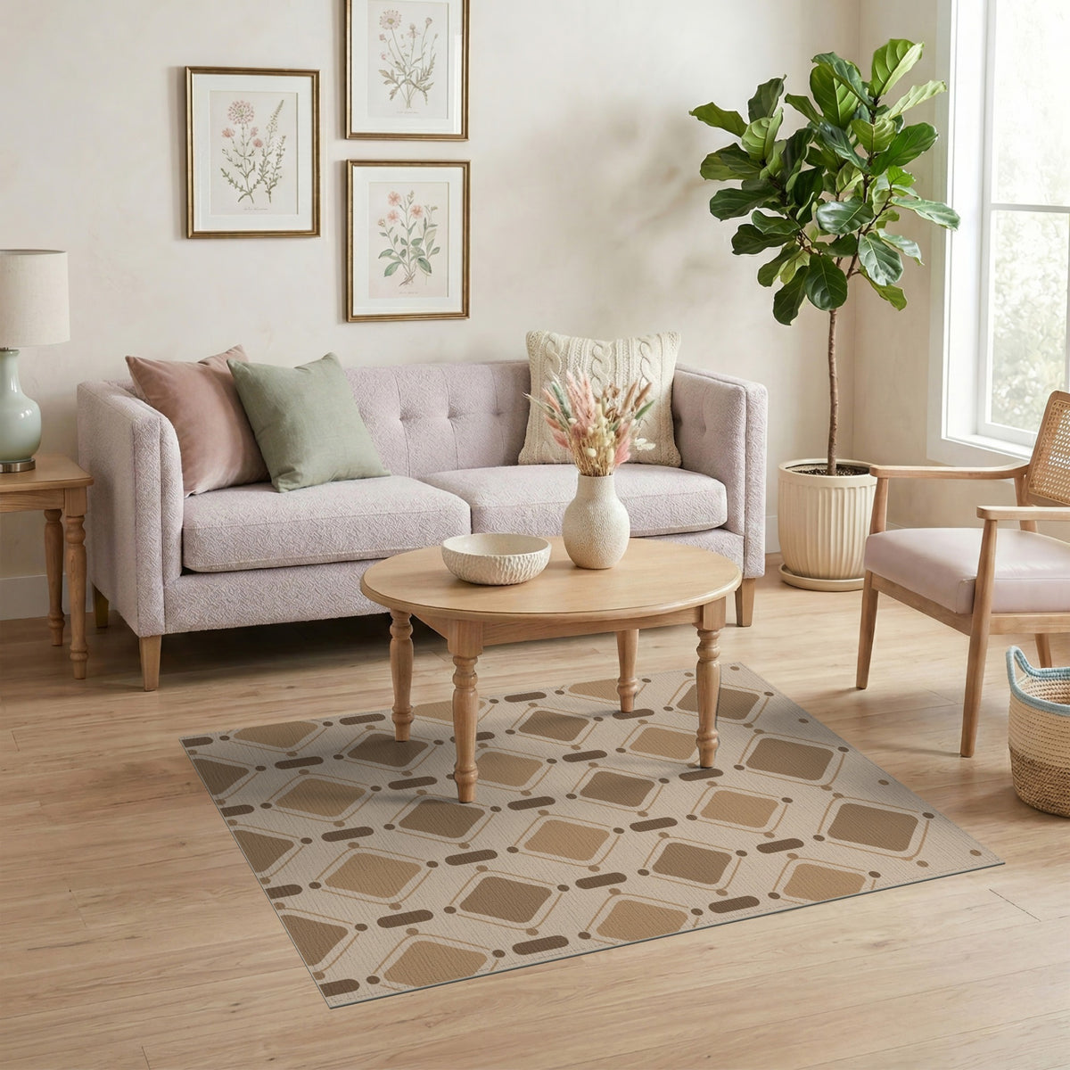 Geometric Modern Brown Geometric Diamond Area Rug