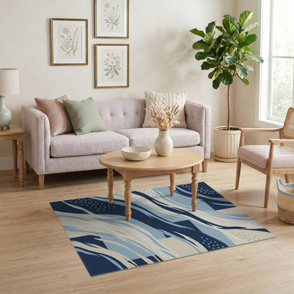 Wave Blue Abstract Wave Area Rug