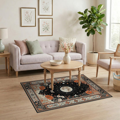 Starry Moon Poppy Floral Area Rug