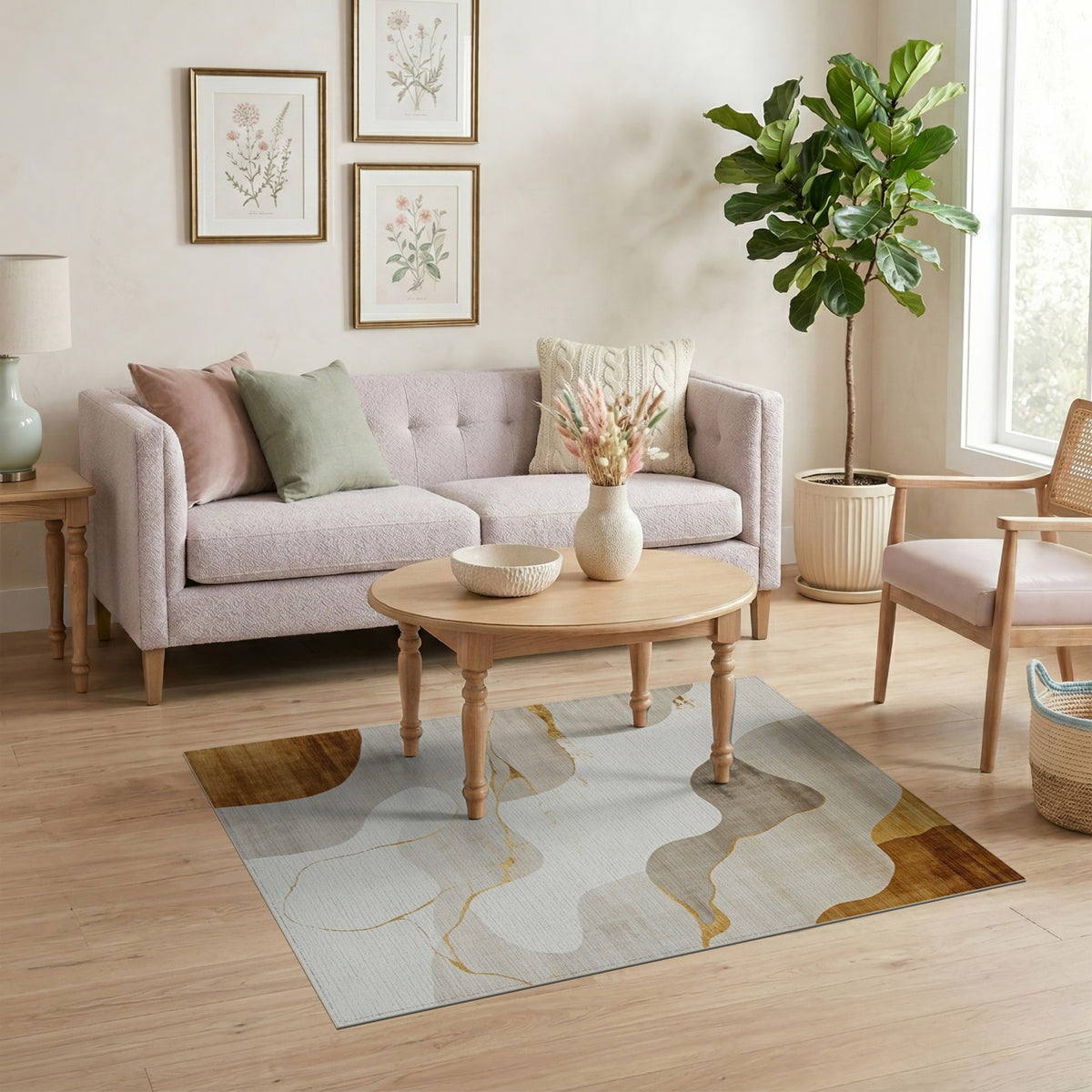 ODIKA Flowing Abstract Neutral Area Rug