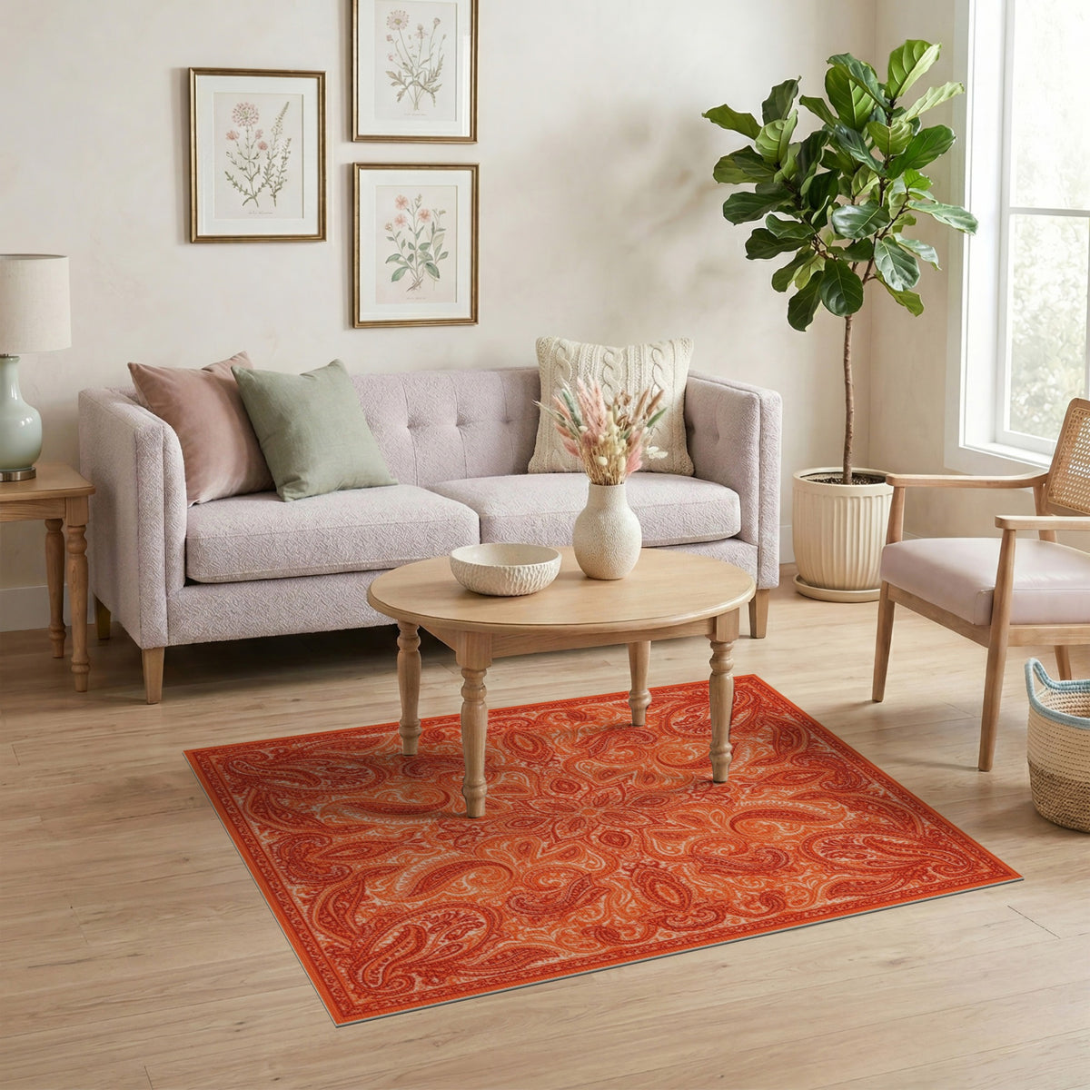 Orange Paisley Vintage Area Rug