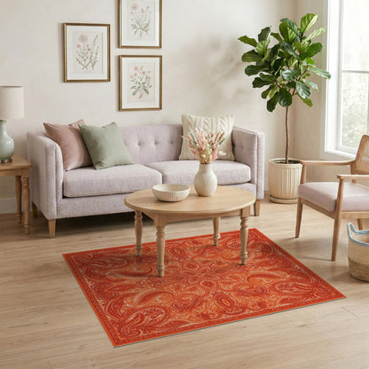 Orange Paisley Vintage Area Rug