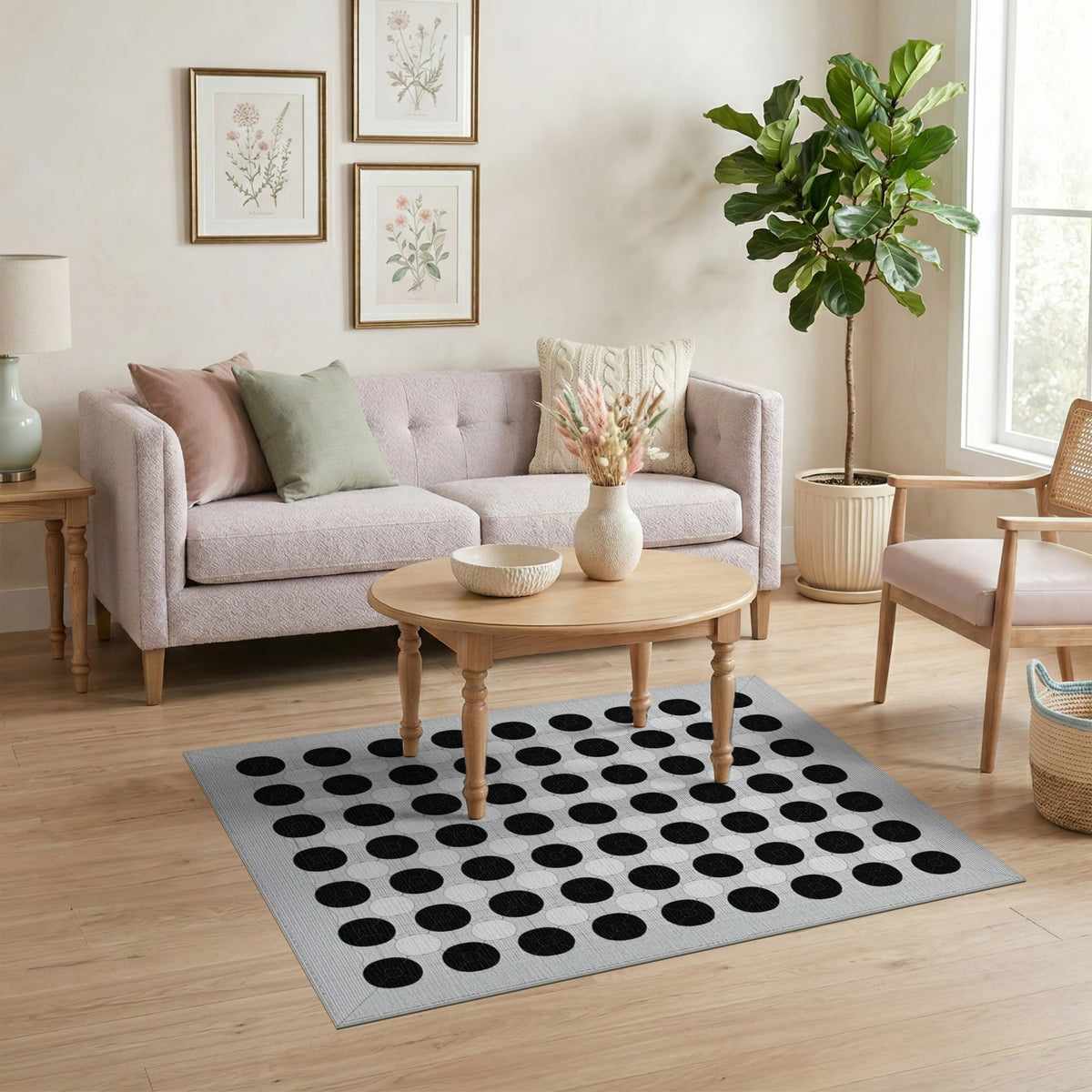 Geometric Modern Circle Black White Geometric Circle Area Rug