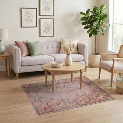 Pink Rose Floral Vintage No. 22 Area Rug