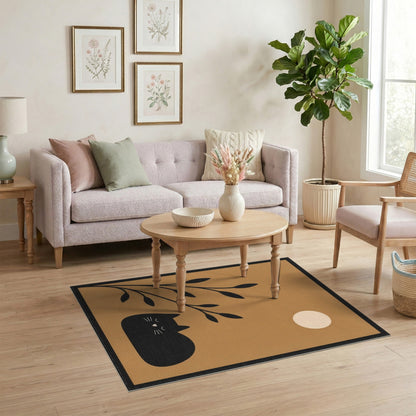 Sleeping Black Cat Area Rug