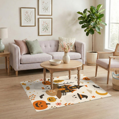 Cute Halloween Ghost Pumpkin Kids Cartoon Area Rug