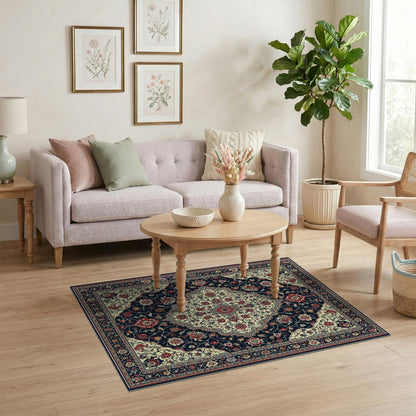 Navy Blue Traditional Persian No. 8 Area Rug