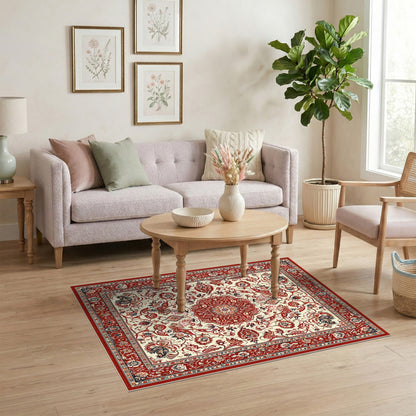 Red Persian Floral Medallion No. 16 Area Rug