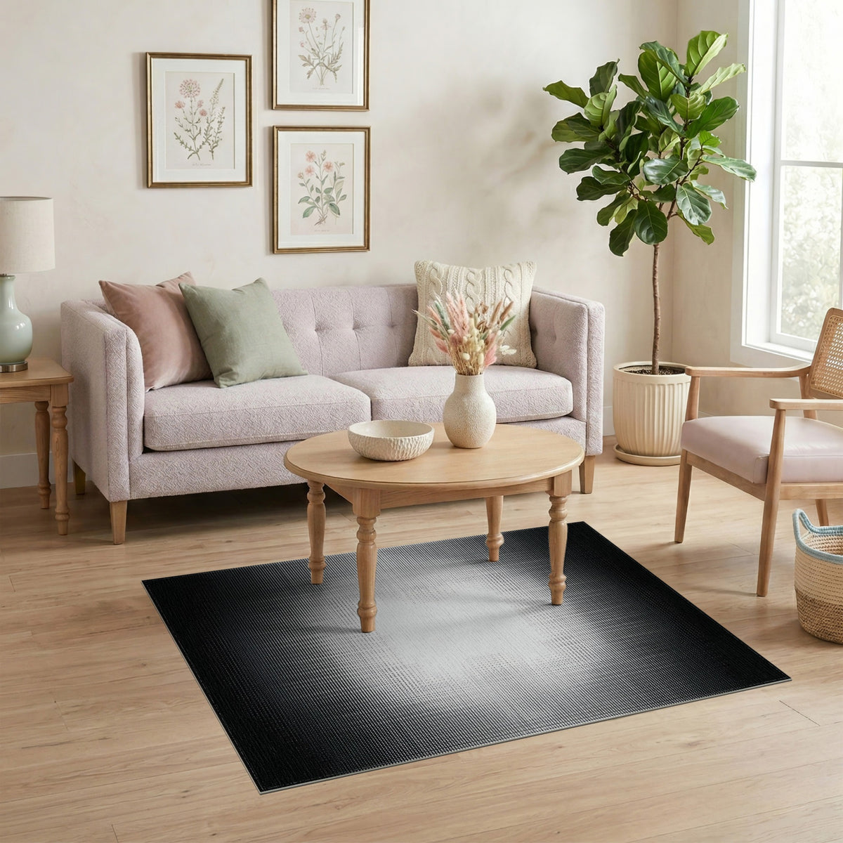 ODIKA Black White Dot Gradient Area Rug