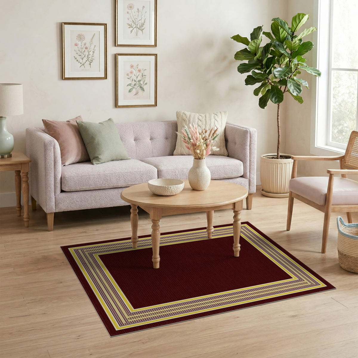 Red Traditional Persian Border Area Rug