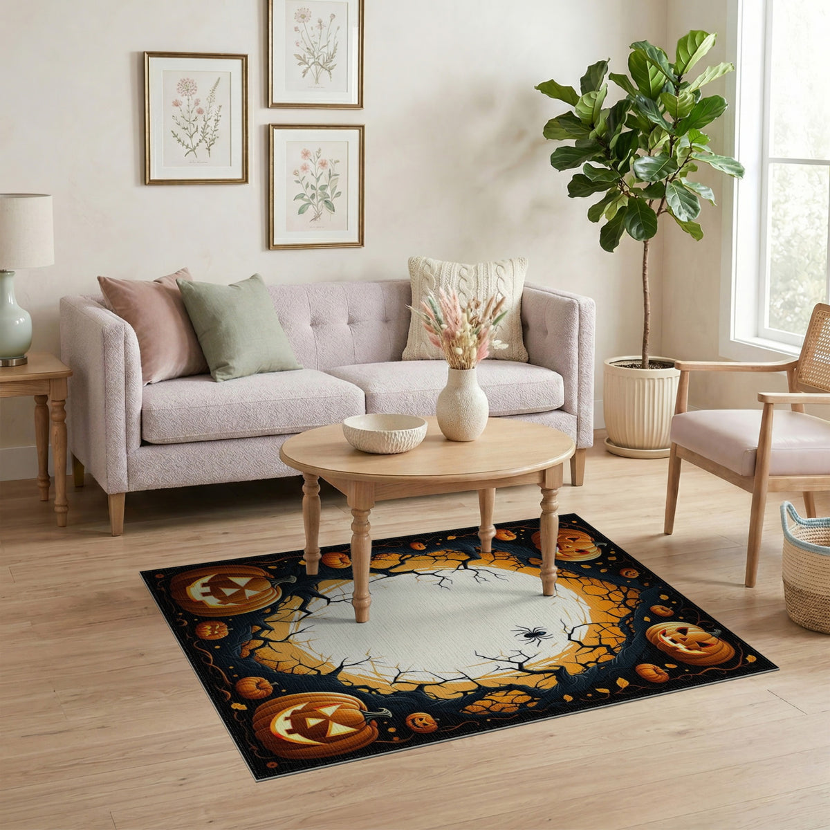 Pumpkin Moon Halloween Area Rug