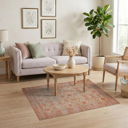 Orange Traditional Persian Medallion Rug