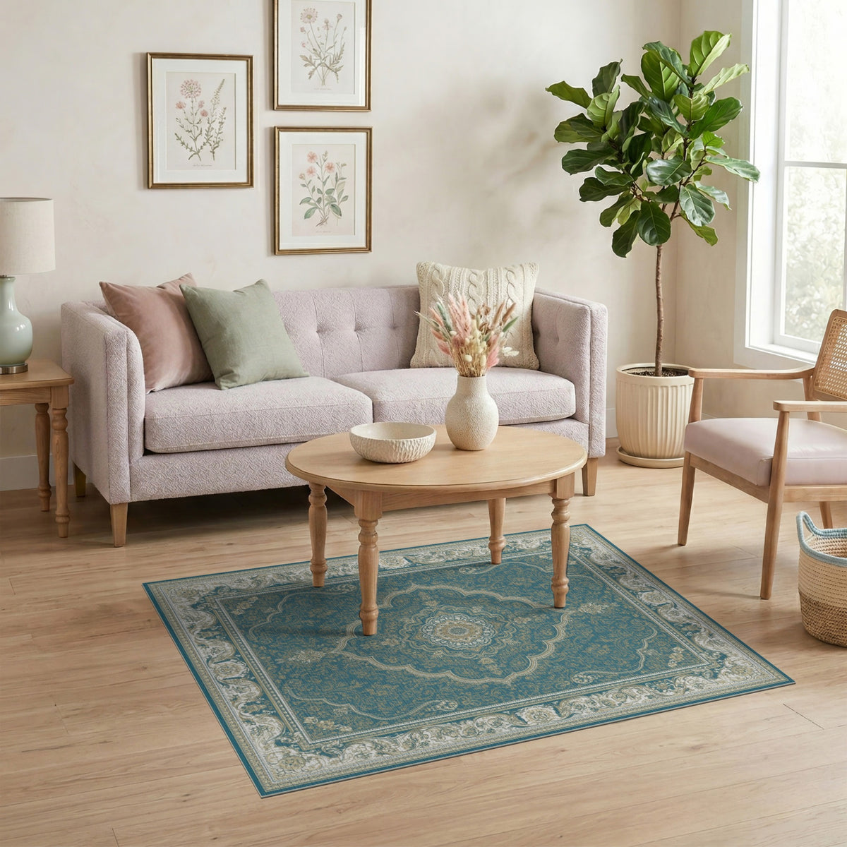 Teal Persian Medallion Area Rug