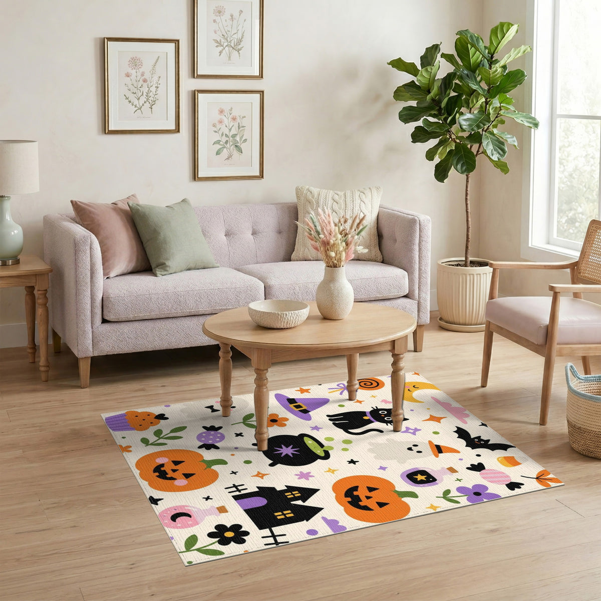 Multi-color and Patterns Halloween Cartoon Kids Area Rug