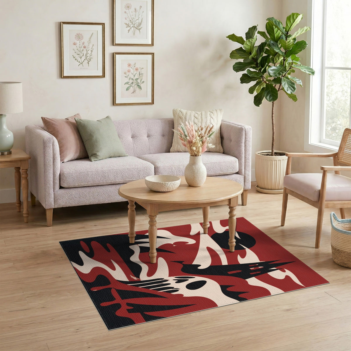 Gothic Red Skull Cathedral Area Rug