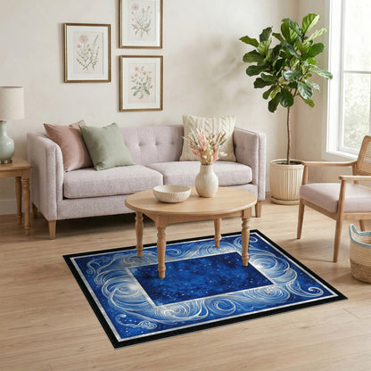 Celestial Swirl Blue Area Rug