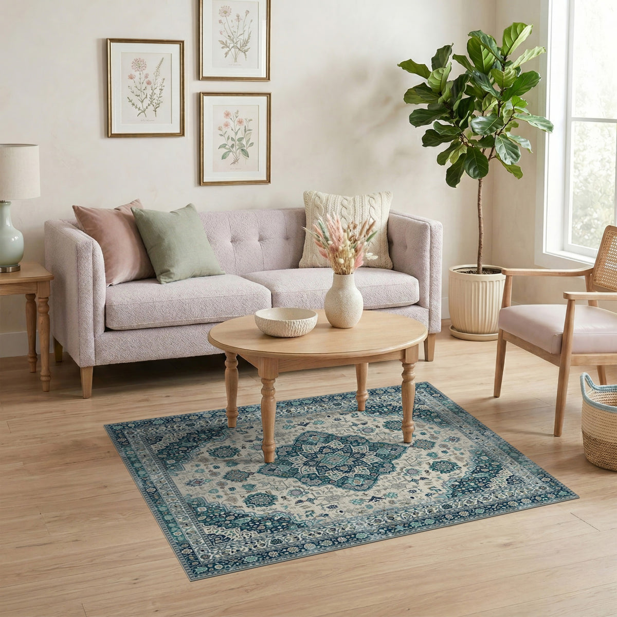 Teal Persian Medallion Area Rug