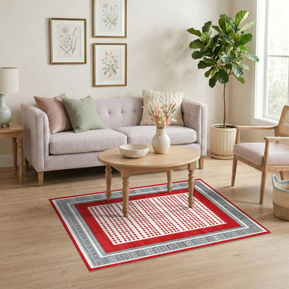 Red Diamond Lattice Area Rug