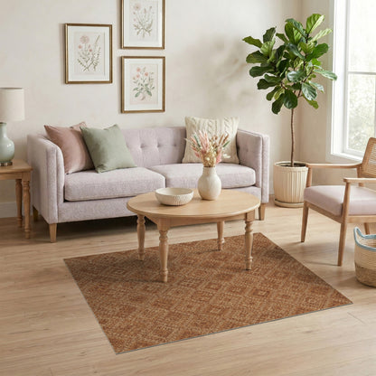 Brown and Tan Brown Southwestern Geometric Area Rug