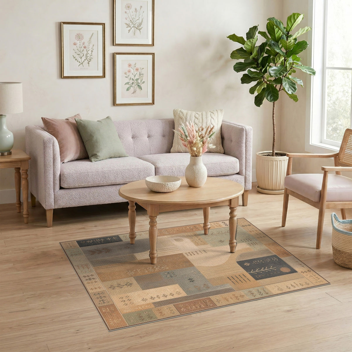 Geometric Modern Brown Tan Geometric Abstract Area Rug