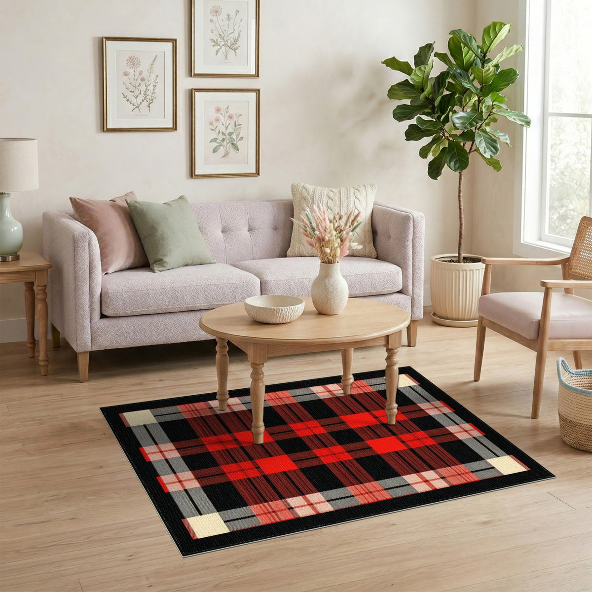 Red Geometric Modern Red Buffalo Plaid Area Rug