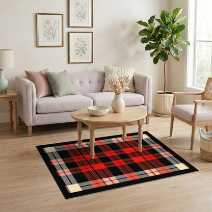 Red Geometric Modern Red Buffalo Plaid Area Rug
