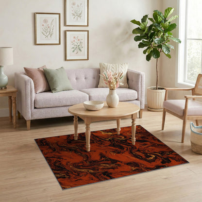 Red Marble Swirl Abstract Area Rug
