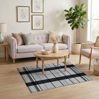 Black and White Plaid Black White Plaid Geometric Area Rug