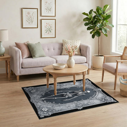 Vintage Skeleton Floral Frame Area Rug