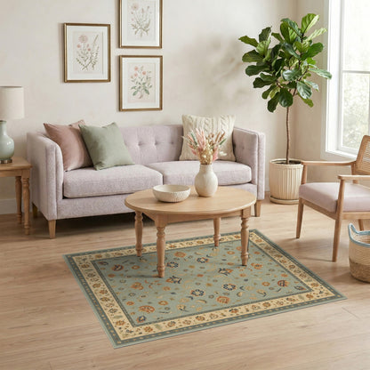 Blue Floral Vintage Area Rug
