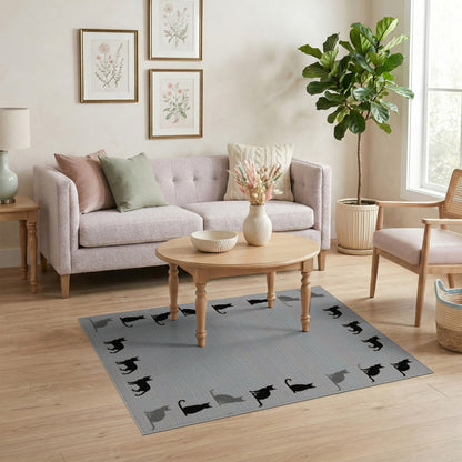 Kids Cartoon Black Cat Silhouette Area Rug