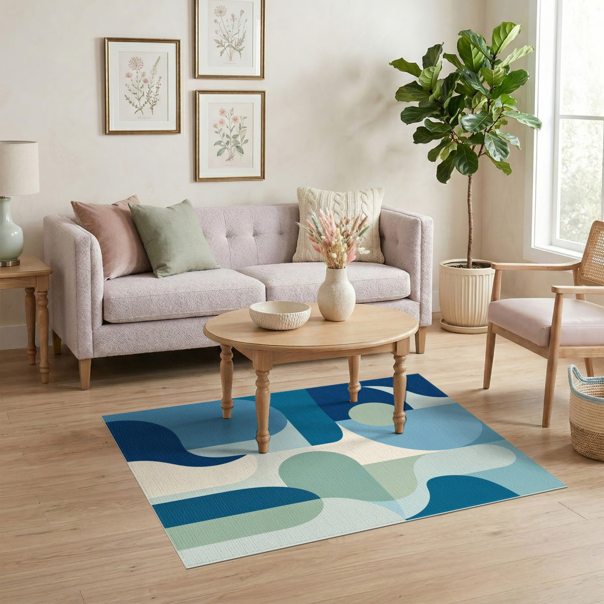 Abstract Area Blue and Teal Blue Teal Abstract Area Rug