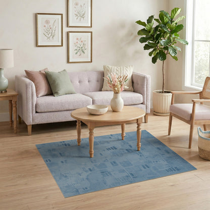 Blue Abstract Block Area Rug