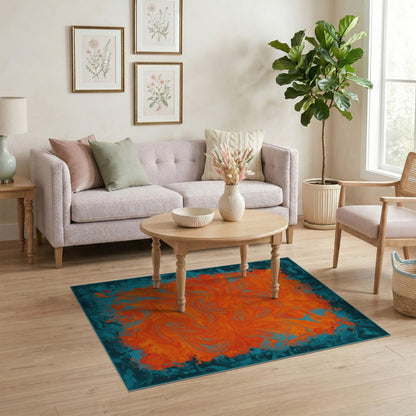 Vibrant Abstract Area Vibrant Orange Swirl Abstract Area Rug