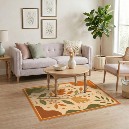 Autumn Orange Leaves Washable Area Rug