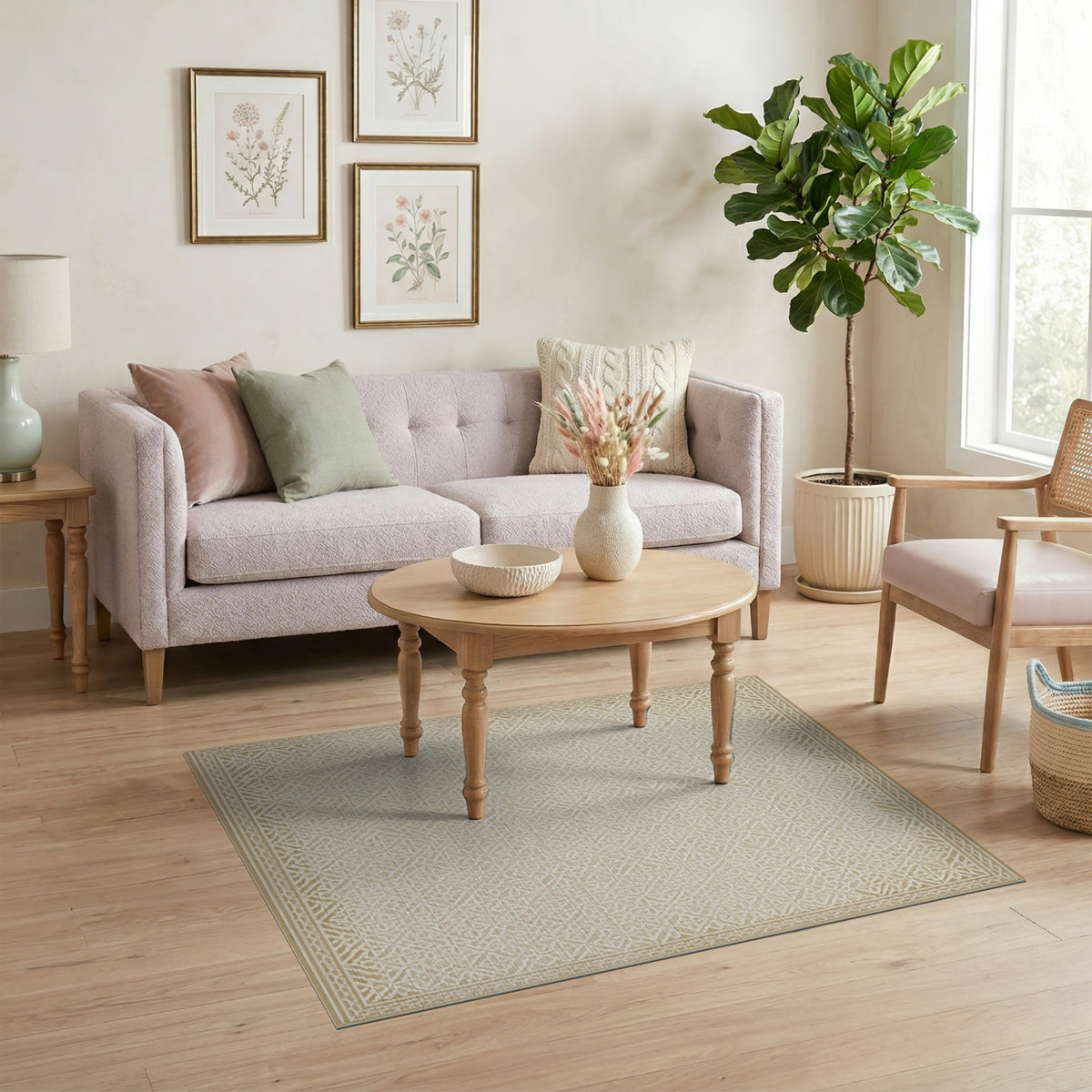 Beige Traditional Persian Beige and Neutral Area Rug