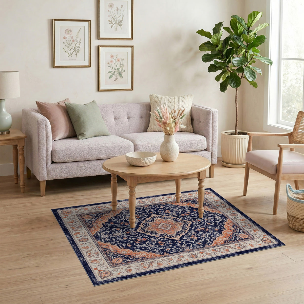 Navy Floral Blue and Teal Navy Blue Persian Floral Medallion Area Rug