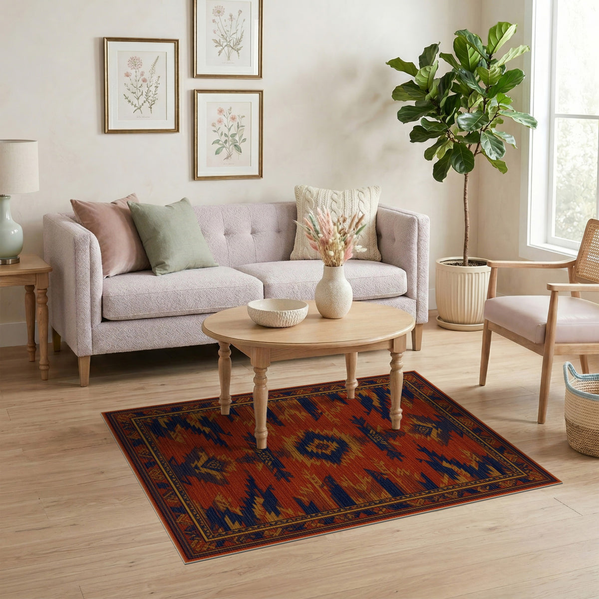 Southwestern Orange Geometric No. 28 Area Rug
