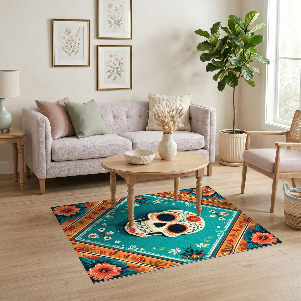Heritage Tribal Vibrant Sugar Skull Floral Area Rug
