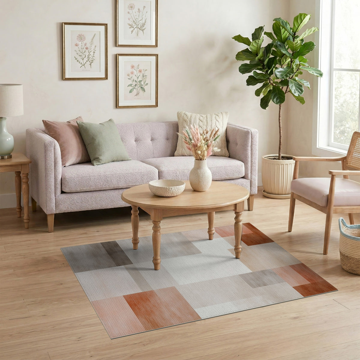 Beige and Neutral Abstract Area Abstract Beige Geometric Area Rug