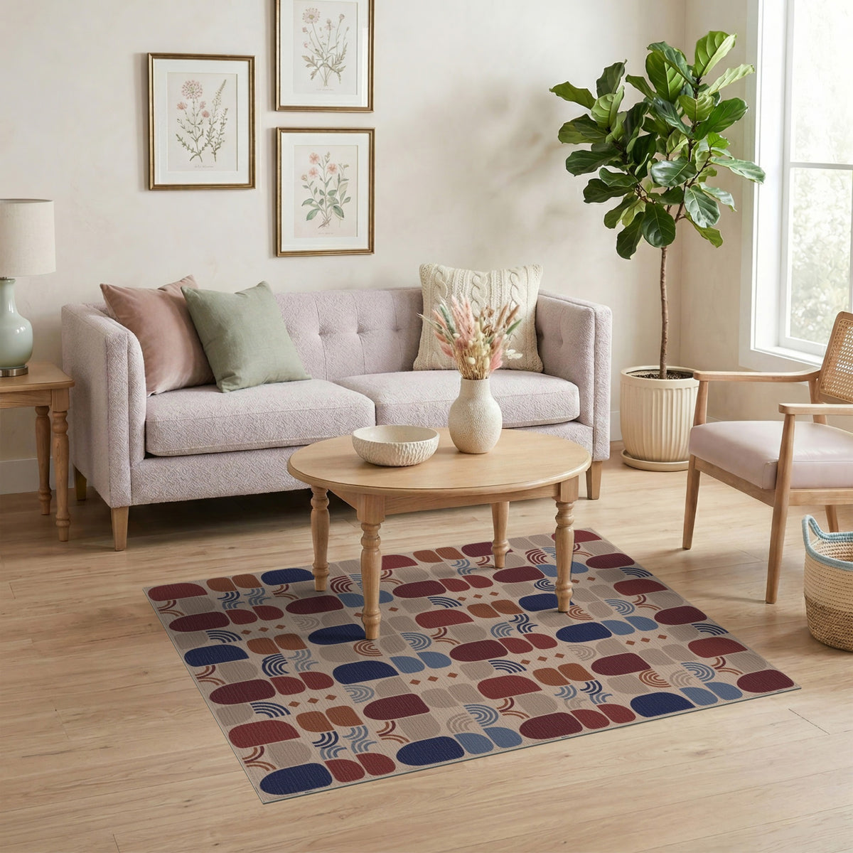 Geometric Arched Area Rug in Earth Tones