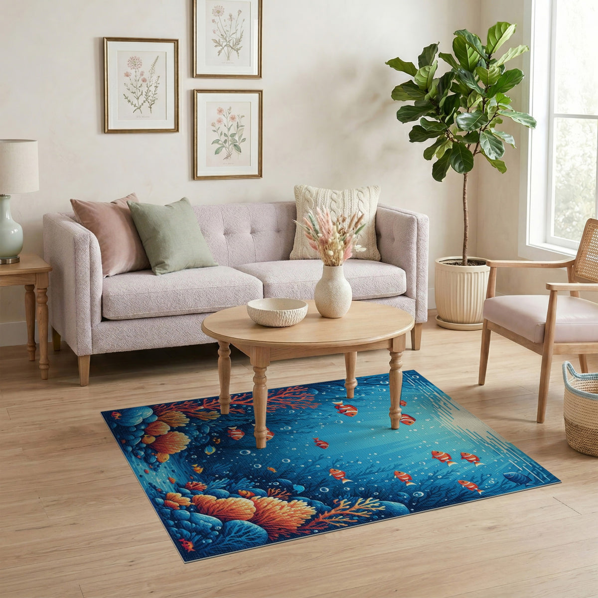 Ocean Coral Reef Fish Area Rug