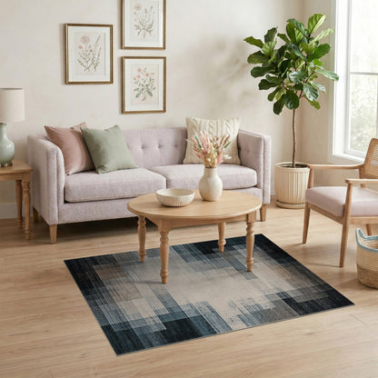 Grey Abstract Block Area Rug